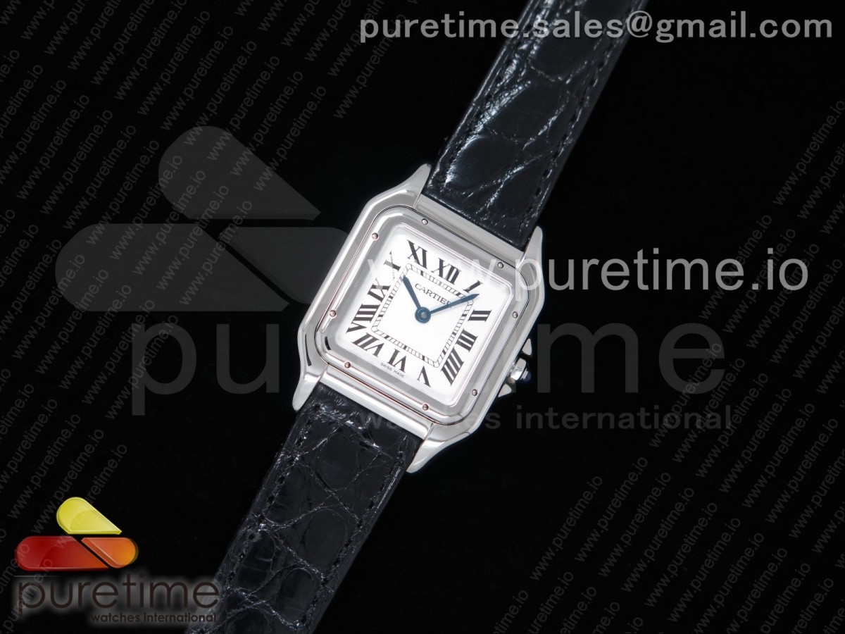 K11공장 까르띠에 팬더 레이디즈 27MM 스틸 화이트다이얼 악어스트랩 / Panthère Secrete Ladies 27mm SS K11 11 Best Edition White Dial on Black Croco Strap Ronda Quartz