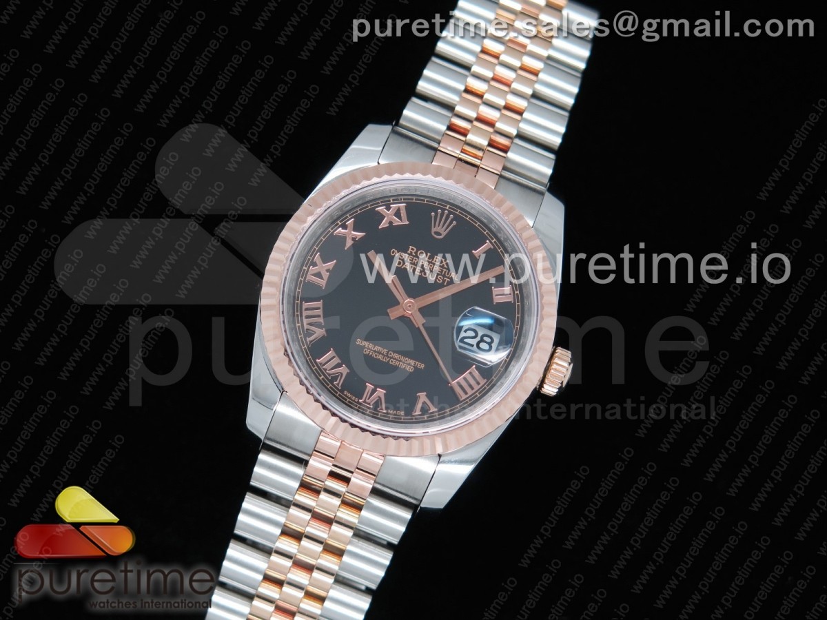 GM공장 롤렉스 데이저스트 36MM 로즈골드콤비 블랙로만인덱스 포금 / DateJust 36 SSRG Wrapped 116231 GMF Black Dial Roman Markers on SSRG Wrapped Jubilee Bracelet SA3135