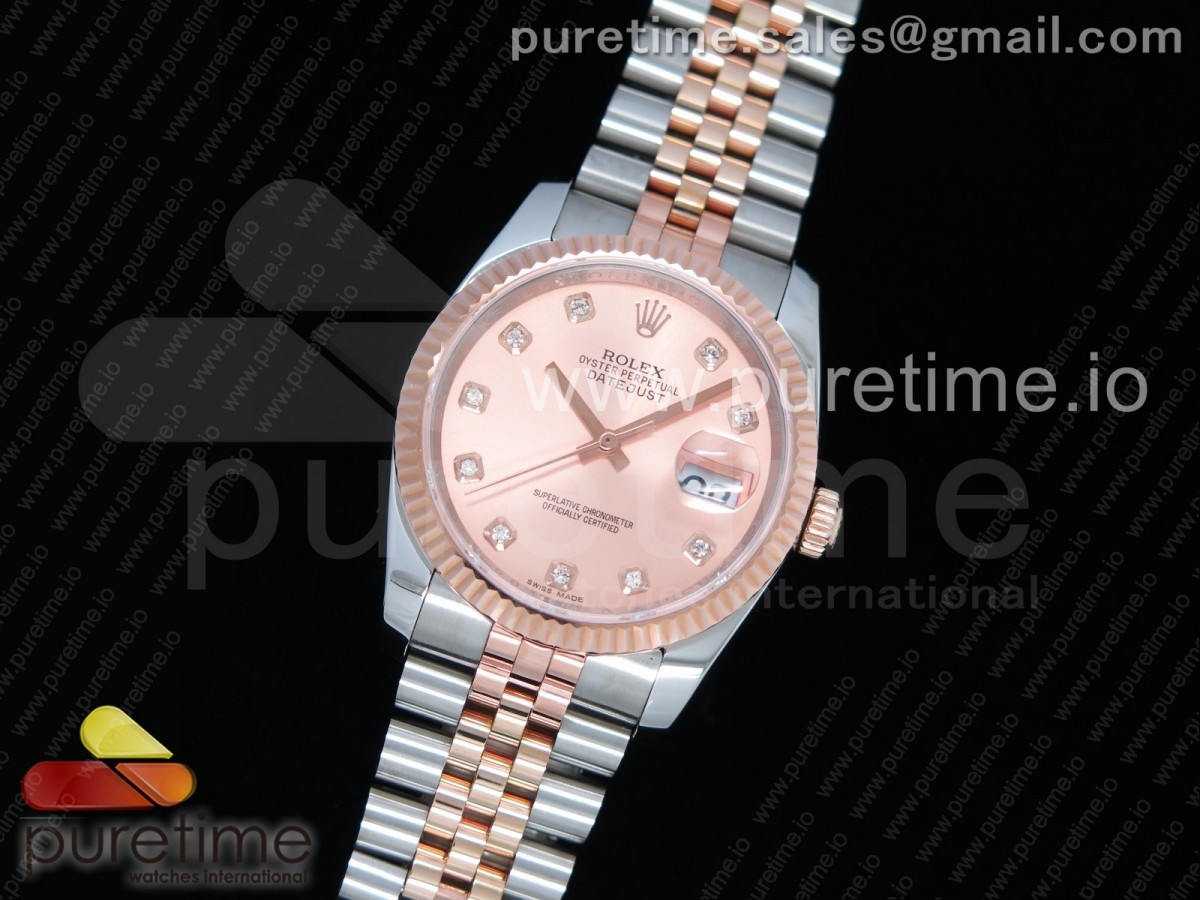 GM공장 롤렉스 데이저스트 36MM 로즈골드콤비 로즈골드텐포인트 포금 / DateJust 36 SSRG Wrapped 116231 GMF RG Dial Diamonds Markers on SSRG Wrapped Jubilee Bracelet SA3135