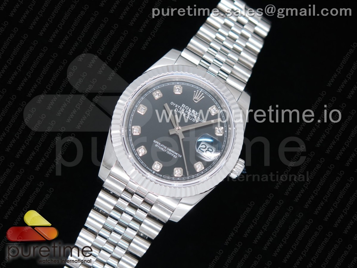 GM공장 롤렉스 데이저스트36 904L 블랙다이얼 다이아인덱스 플루티드베젤 DateJust 36 SS 126234 GMF Best Edition 904L Steel Black Dial Diamonds Markers on Jubilee Bracelet A2824