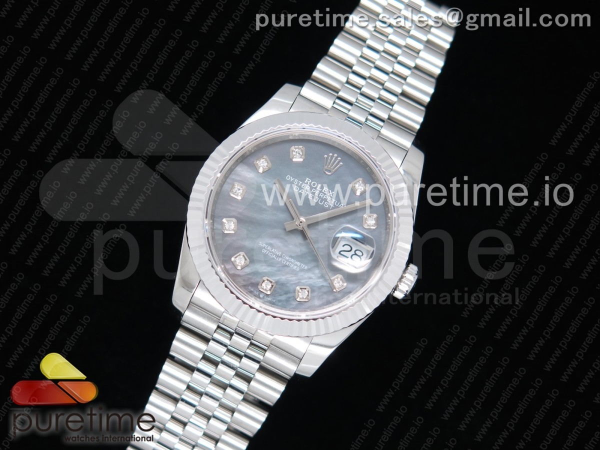 GM공장 롤렉스 데이저스트36 904L 그레이MOP다이얼 다이아인덱스 플루티드베젤 DateJust 36 SS 126234 GMF Best Edition 904L Steel Gray MOP Dial Diamonds Markers on Jubilee Bracelet A2824