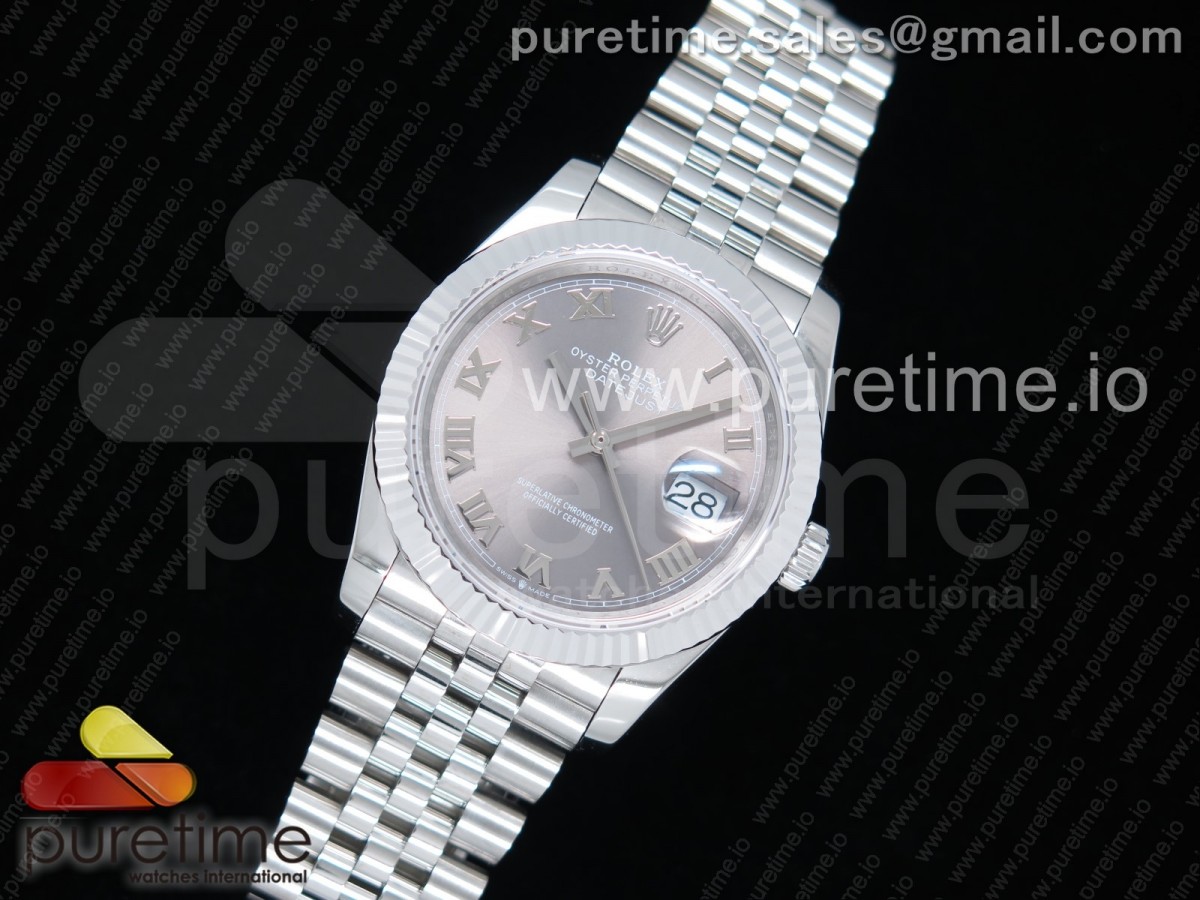 GM공장 롤렉스 데이저스트36 904L 그레이다이얼 로만인덱스 플루티드베젤 DateJust 36 SS 126234 GMF Best Edition 904L Steel Gray Dial Roman Markers on Jubilee Bracelet A2824