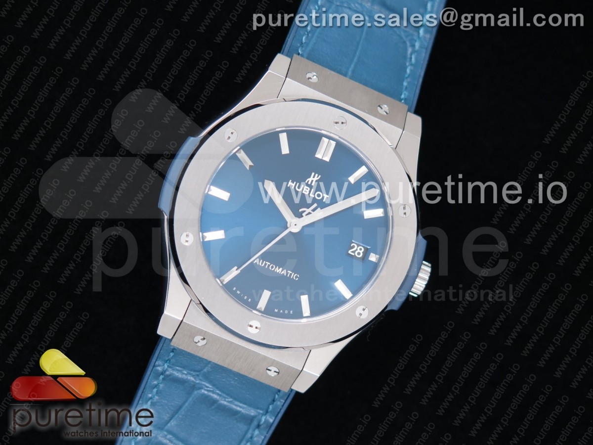 WW공장 위블로 클래식퓨전 45MM 티타늄 블루다이얼 거미스트랩 Classic Fusion 45mm Titanium WWF 11 Best Edition Blue Dial on Blue Gummy Strap A2892
