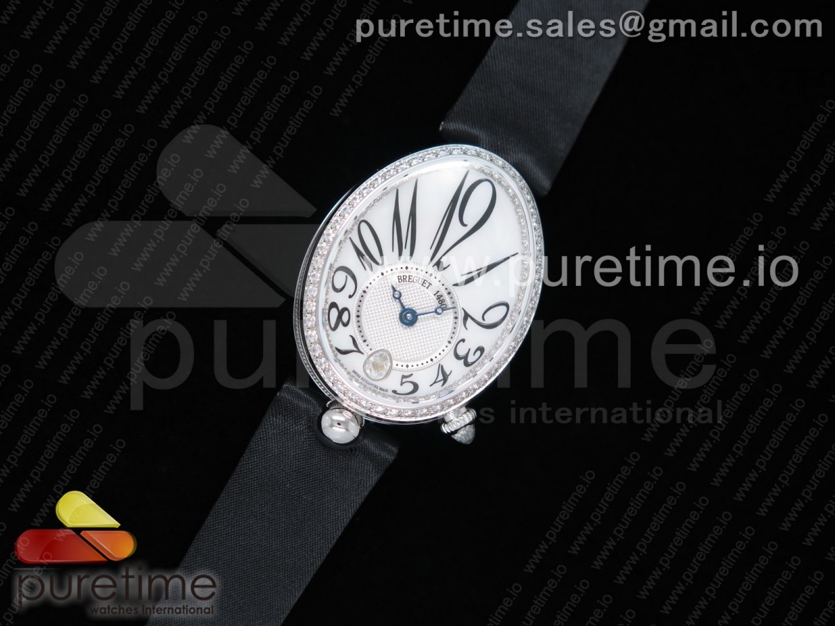 ZF공장 브레게 네이플 다이아베젤 자개다이얼 직물스트랩 / Reine de Naples 8918BB SS ZF 11 Best Edition White MOP Dial Diamonds Bezel on Black Fabric Strap A537