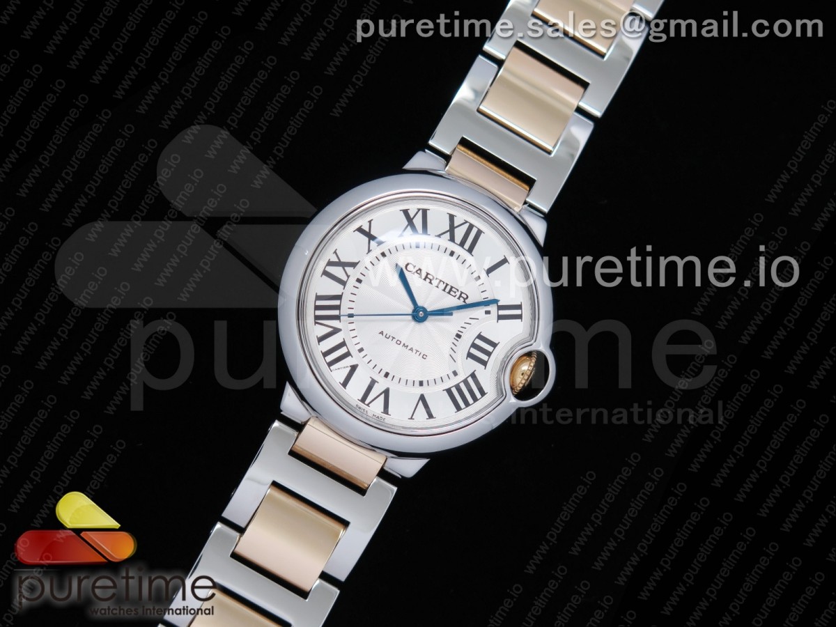 V9공장 까르띠에 발롱블루 36MM 엘로우골드포금 화이트다이얼 브레이슬릿 / Ballon Bleu 36mm SSYG Thick Wrapped Gold V9F 11 Best Edition White Dial on SSYG Bracelet Cal.076