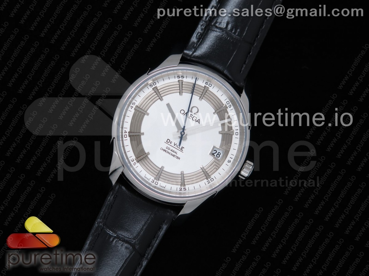 AC공장 오메가 드빌 아워비전 41MM 스틸 화이트다이얼 가죽 / De Ville Hour Vision 41mm SS ACF 11 Best Edition Black Dial on Black Leather Strap A23J