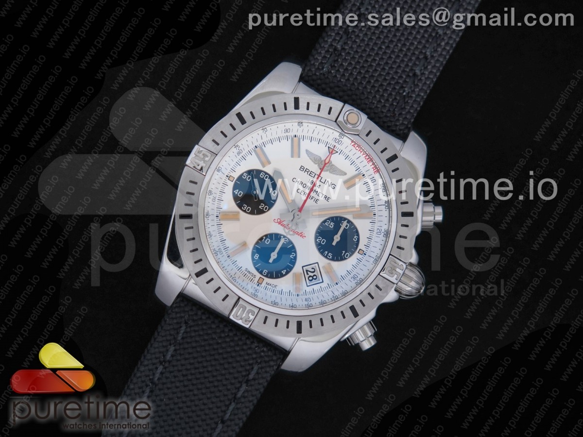 GF공장 브라이틀링 크로노멧 에어본 30주년 스틸 화이트다이얼 나일론 / Chronomat 44 Airborne 30th Anniversary GF 11 Best Edition White Dial on Black Nylon Strap A7750
