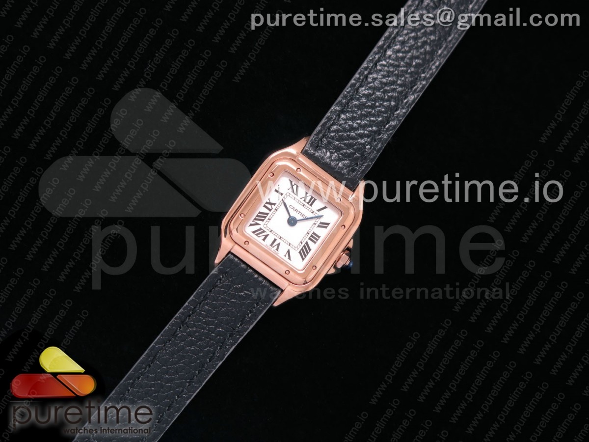 K11공장 까르띠에 팬더 레이디즈 22mm 블랙가죽 로즈골드 / Santos Ladies RG 22mm K11F Best Edition White Dial on Black Leather Strap Ronda Quartz