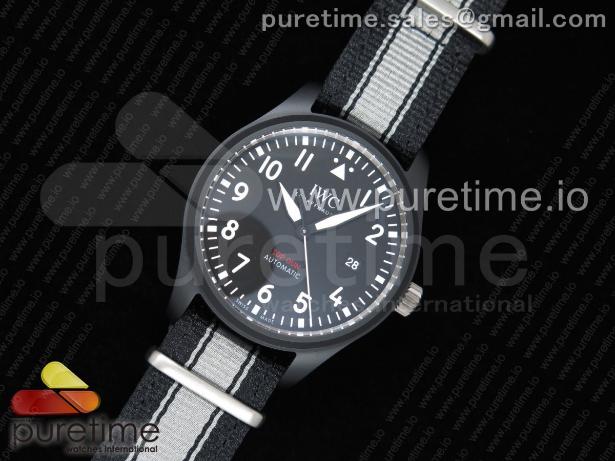 M+F공장 IWC 탑건 세라믹 블랙다이얼 블랙화이트나일론스트랩 / Top Gun IW326901 Ceramic M+F 11 Best Edition Black Dial on BlackWhite Nylon Strap A2892