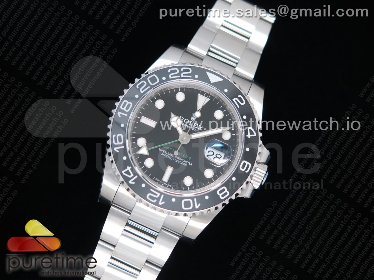 GM공장 롤렉스 GMT마스터2 블랙 블랙다이얼 브슬 904L 3186 / GMT Master II 116710 LN Real Ceramic 904L SS GMF 11 Best Edition Black Dial on Bracelet A3186 (Correct Hand Stack)