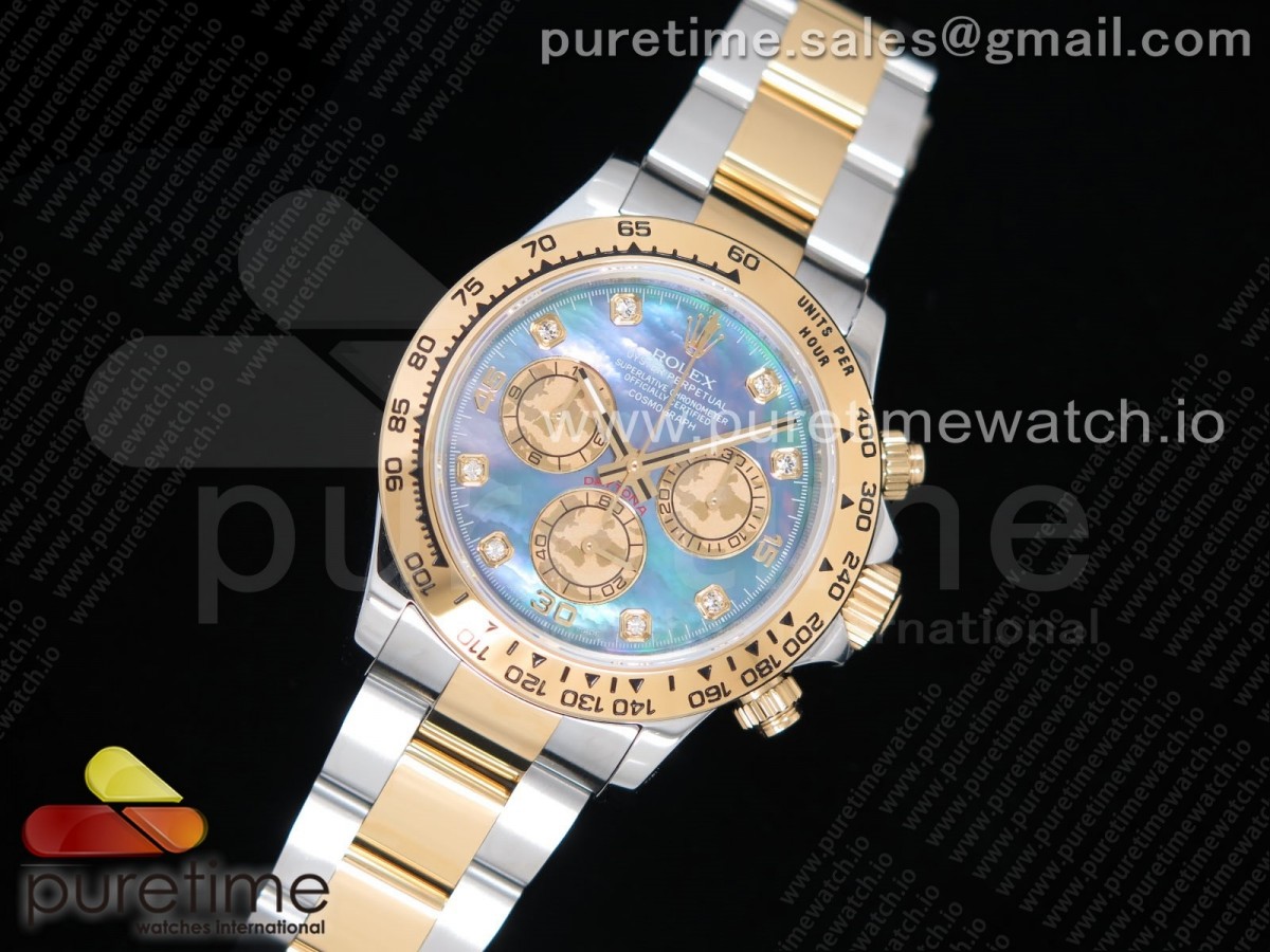 JH공장 롤렉스 데이토나 옐로우골드 콤비 블루자개 다이아다이얼 / Daytona 116503 SSYG JHF Best Edition Blue MOP Dial on SSYG Bracelet A4130
