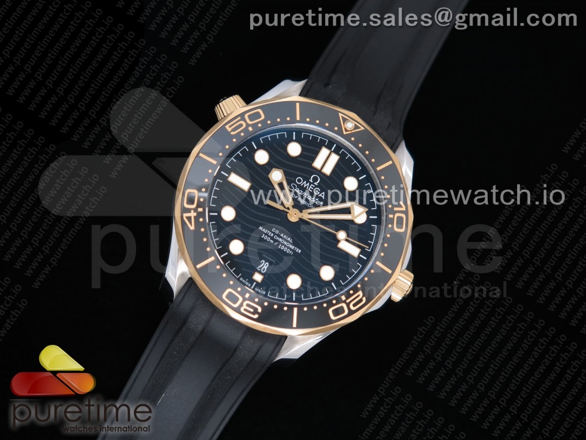 OM공장 오메가 씨마스터 다이버 300 세라믹케이스 블랙세라믹 러버 / 2018 Seamaster Diver 300M SSYG OMF Best Edition Black Ceramic Black Dial on Black Rubber Strap A8800 (Black Balance Wheel)