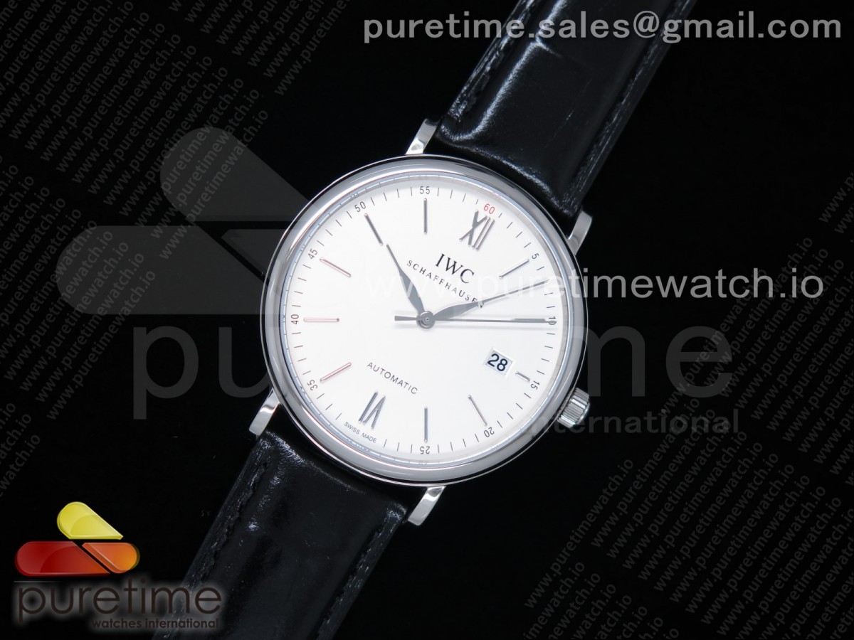 FK공장 IWC 포르토피노 스틸 화이트다이얼 가죽 / Portofino Automatic SS FKF 11 Best Edition White Dial SS Markers on Black Leather Strap A2892