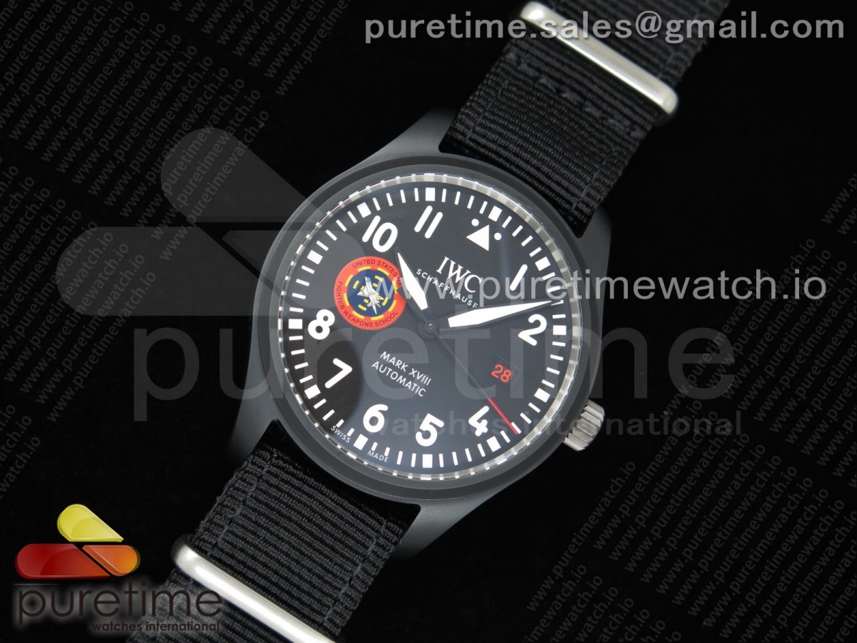 M+F공장 IWC 탑건 SFTI 세라믹 블랙다이얼 블랙나일론 /Mark XVIII 'TOPGUN SFTI' Ceramic M+F Best Edition Black Dial on Black Nylon Strap A35111