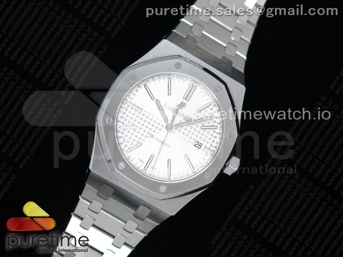 FK공장 오데마피게 로얄오크 15400 화이트다이얼 브슬 / Royal Oak 41mm 15400 SS FKF Best Edition White Textured Dial on SS Bracelet A3120