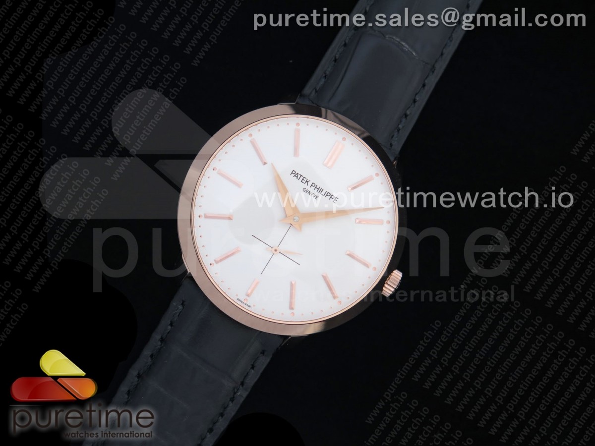 TW공장 파텍필립 칼라트라바 로즈골드 화이트다이얼 가죽 / Calatrava 5196 RG TWF White Dial on Black Leather Strap MIYOTA 9015