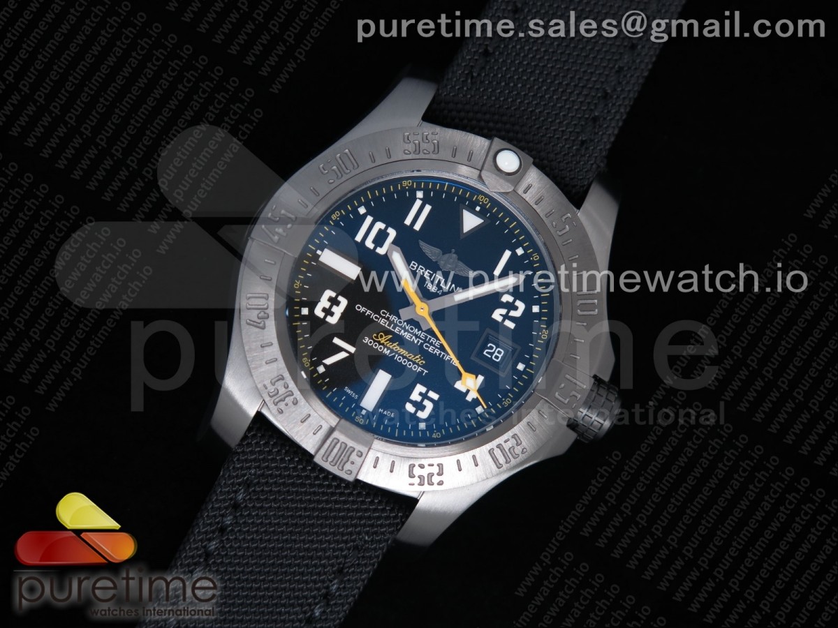 GV공장 V2 브라이틀링 어벤져 씨울프 DLC 블랙다이얼 나일론 / Avenger II Seawolf PVD GF 11 Best Edition Black Dial On Black Nylon Strap A2824 V2