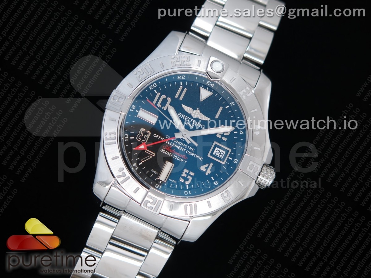 GF공장 V2 브라이틀링 어벤져2 GMT 블랙넘버다이얼 브슬 / Avenger GMT SS GF 11 Best Edition Black Dial Roman Markers on SS Bracelet A2836 V2