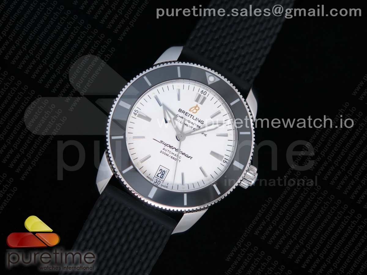 GF공장 V2 슈퍼오션헤리티지 화이트다이얼 러버 / SuperOcean Heritage ii 42mm SS GF 11 Best Edition White Dial Black Bezel on Black Rubber Strap A2824 V2