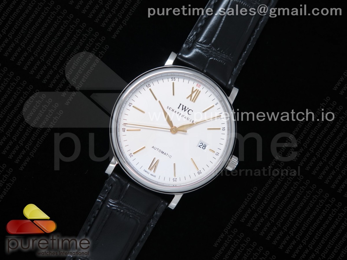V7공장 포르토피노 화이트다이얼 골드핸즈 악어스트랩 /Portofino Automatic SS IW356517 V7F 11 Best Edtiion White Dial YG Markers on Black Croco Strap ETA2892