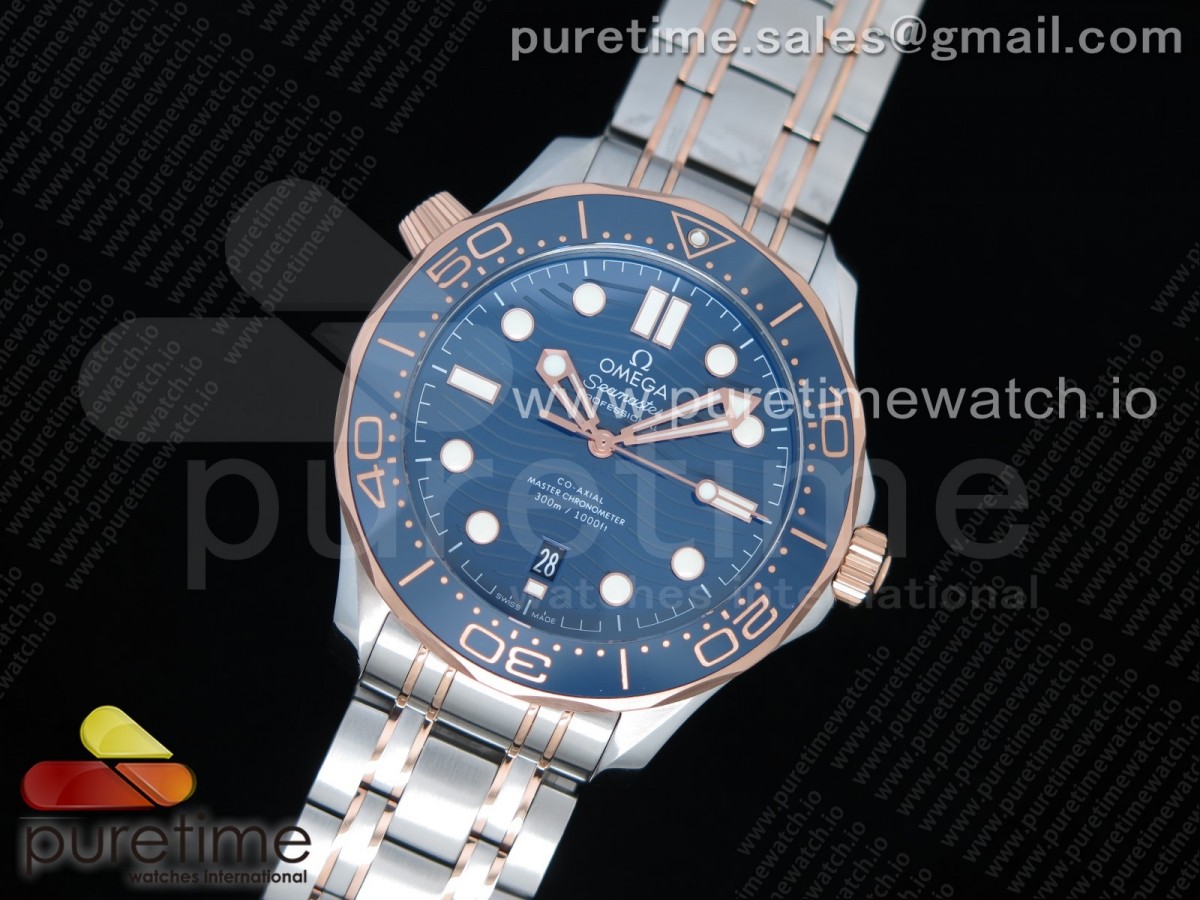 VS공장 오메가 씨마스터 다이버 300 로즈골드 콤비 블루 브슬 / 2018 Seamaster Diver 300M SSRG VSF 11 Best Edition RG Bezel Blue Dial on SSRG Bracelet A8800