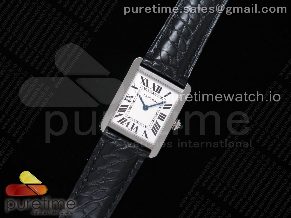K11공장 까르띠에 탱크솔로 24MM 악어가죽 / Tank Solo 24.5mm K11F SS White Dial on Black Croco Strap Ronda Quartz