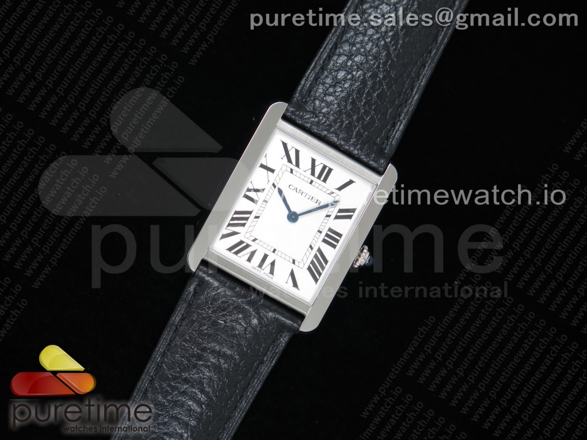 K11공장 까르띠에 탱크솔로 27MM 가죽 / Tank Solo 27.5mm K11F SS White Dial on Black Leather Strap Ronda Quartz