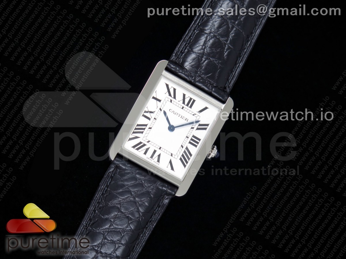 K11공장 까르띠에 탱크솔로 27MM 악어가죽 / Tank Solo 27.5mm K11F SS White Dial on Black Croco Strap Ronda Quartz