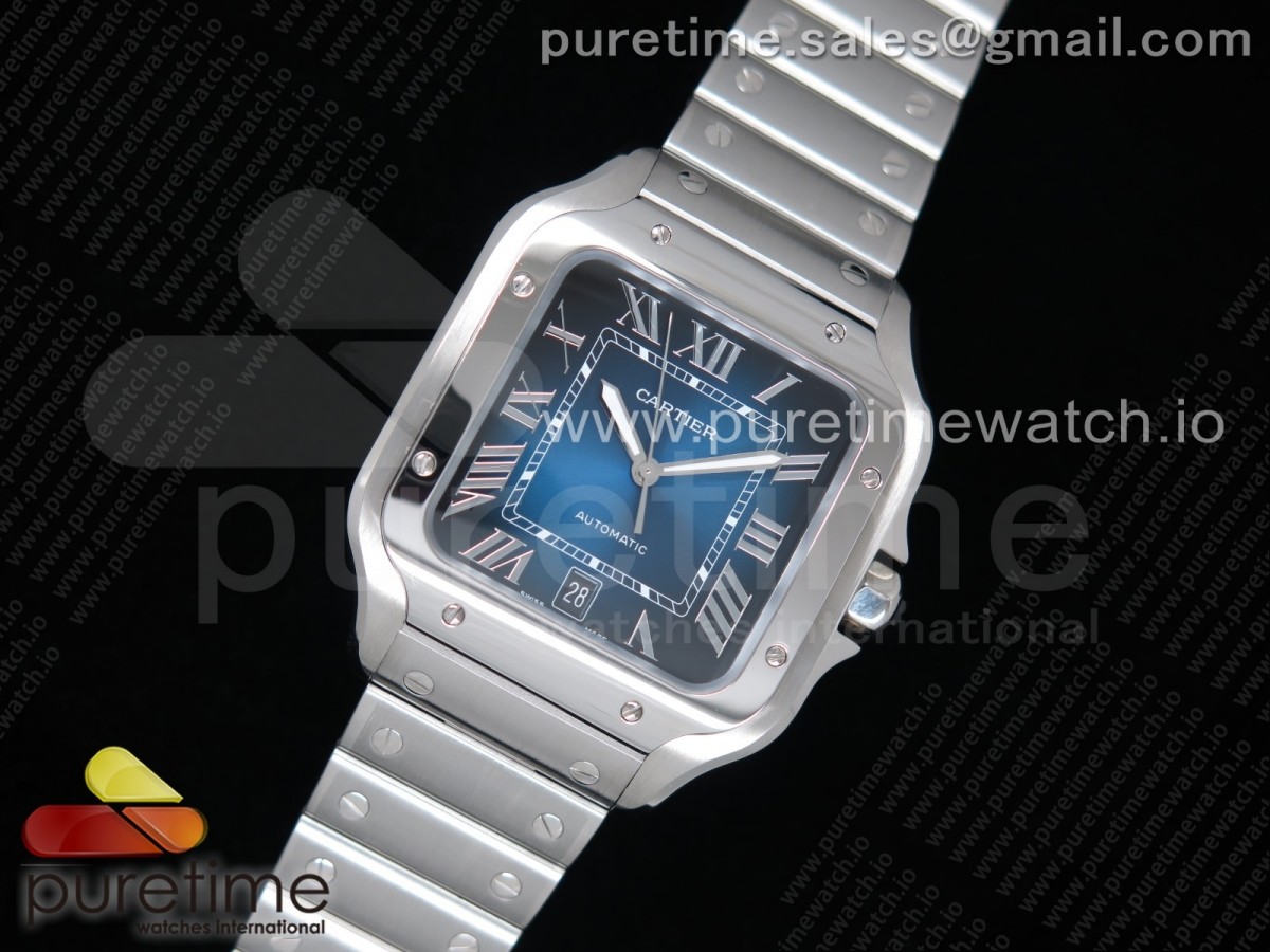 BV공장 까르띠에 산토스 40MM 2018 스틸 블루다이얼 브슬 / Santos de Cartier 40mm SS 2018 BVF 11 Best Edition Blue Dial on SS SmartLinks Bracelet MIYOTA 9015 V2