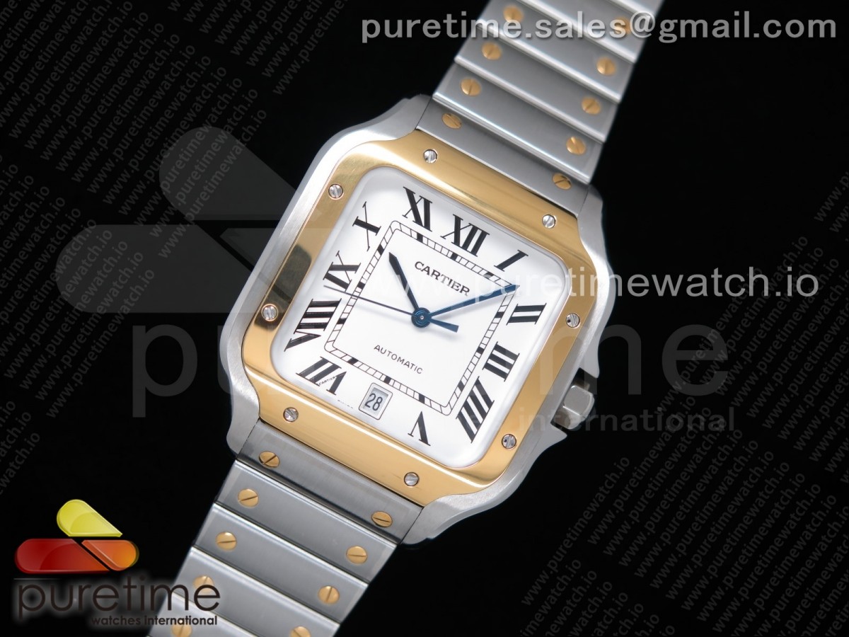 BV공장 까르띠에 산토스 40MM 2018 스틸 옐로우골드콤비 화이트다이얼 브슬 / Santos de Cartier 40mm SSYG 2018 BVF 11 Best Edition White Dial on SSYG SmartLinks Bracelet MIYOTA 9015 V2