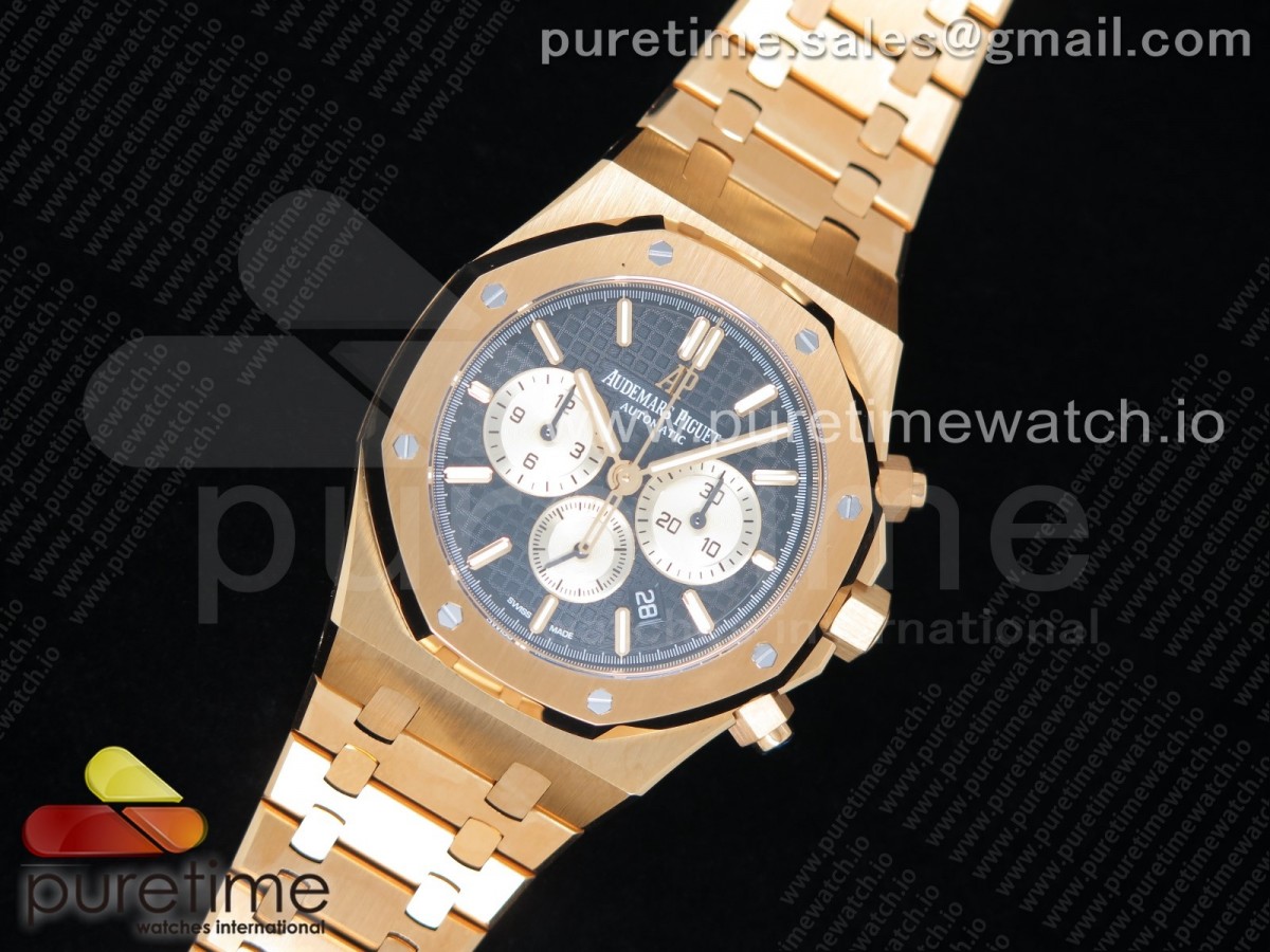 OM공장 오데마피게 로얄오크 크로노 옐로우골드 블랙골드다이얼 브슬 / Royal Oak Chrono 26331ST YG OMF 11 Best Edition BlackGold Dial on YG Bracelet A7750