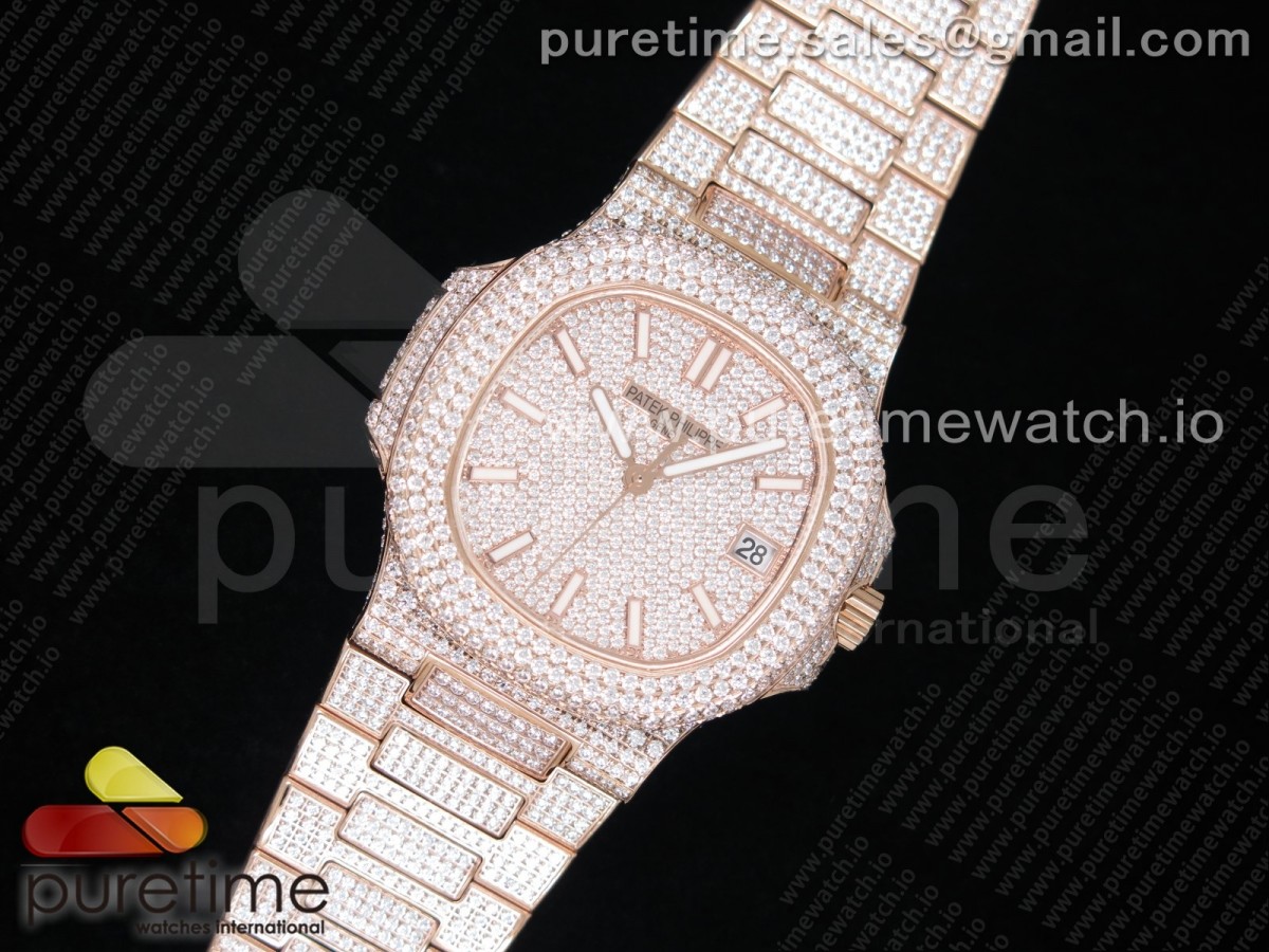 TW공장 노틸러스 로즈골드 풀다이아 / Nautilus Jumbo 5711 RG TWF Full Paved Diamonds Dial Case and Bracelet A324