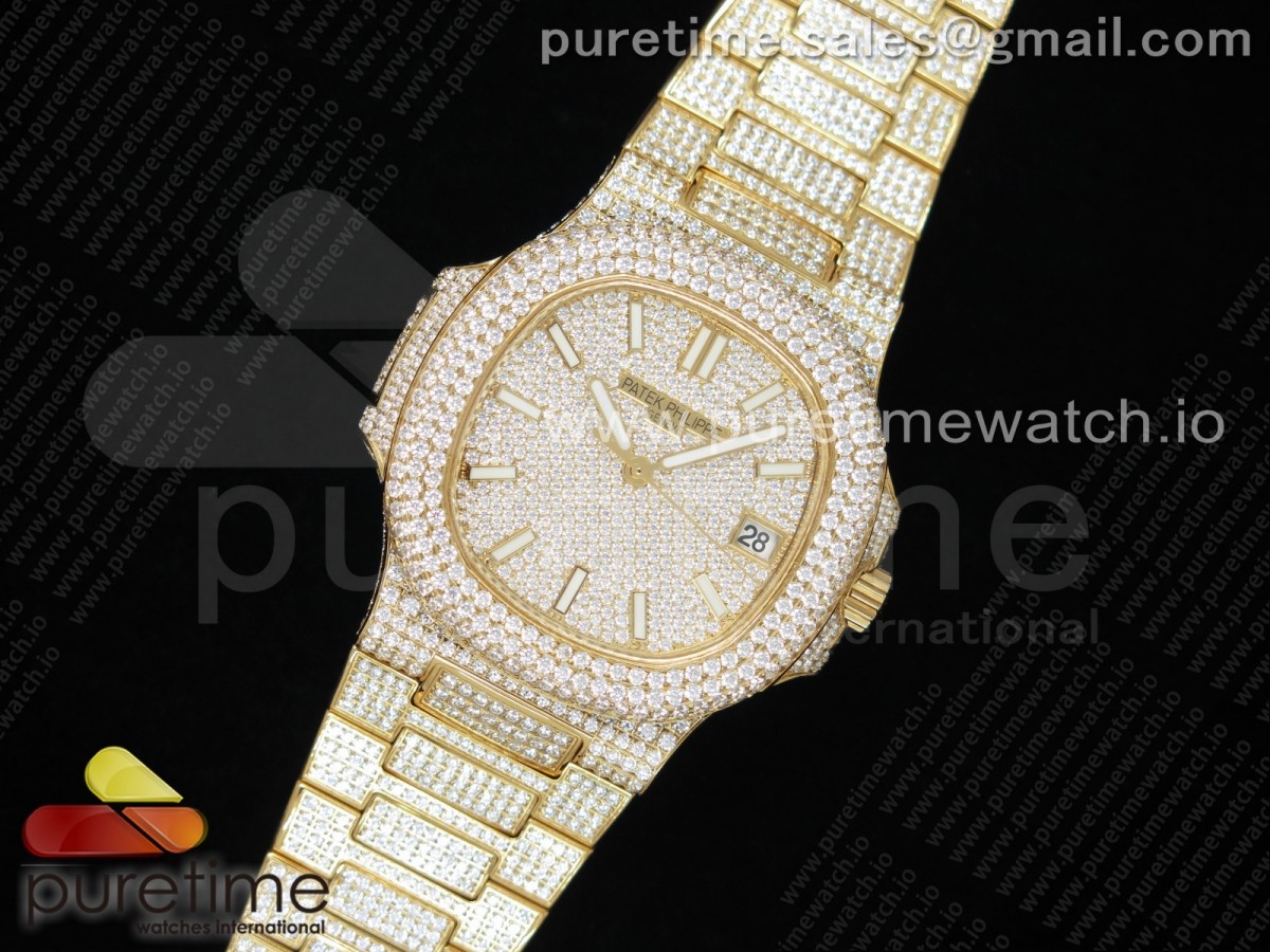 TW공장 노틸러스 옐로우골드 풀다이아 / Nautilus Jumbo 5711 YG TWF Full Paved Diamonds Dial Case and Bracelet A324