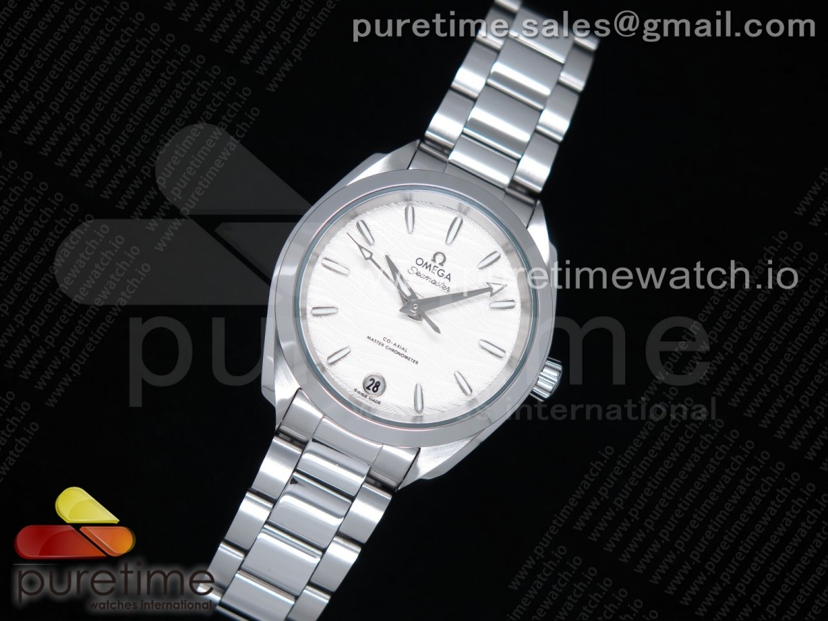 VS공장 오메가 아쿠아테라 34MM 화이트다이얼 브슬 / Aqua Terra 150M 34mm Ladies SS VSF 11 Best Edition White Wave Dial SS Markers on SS Bracelet A8800