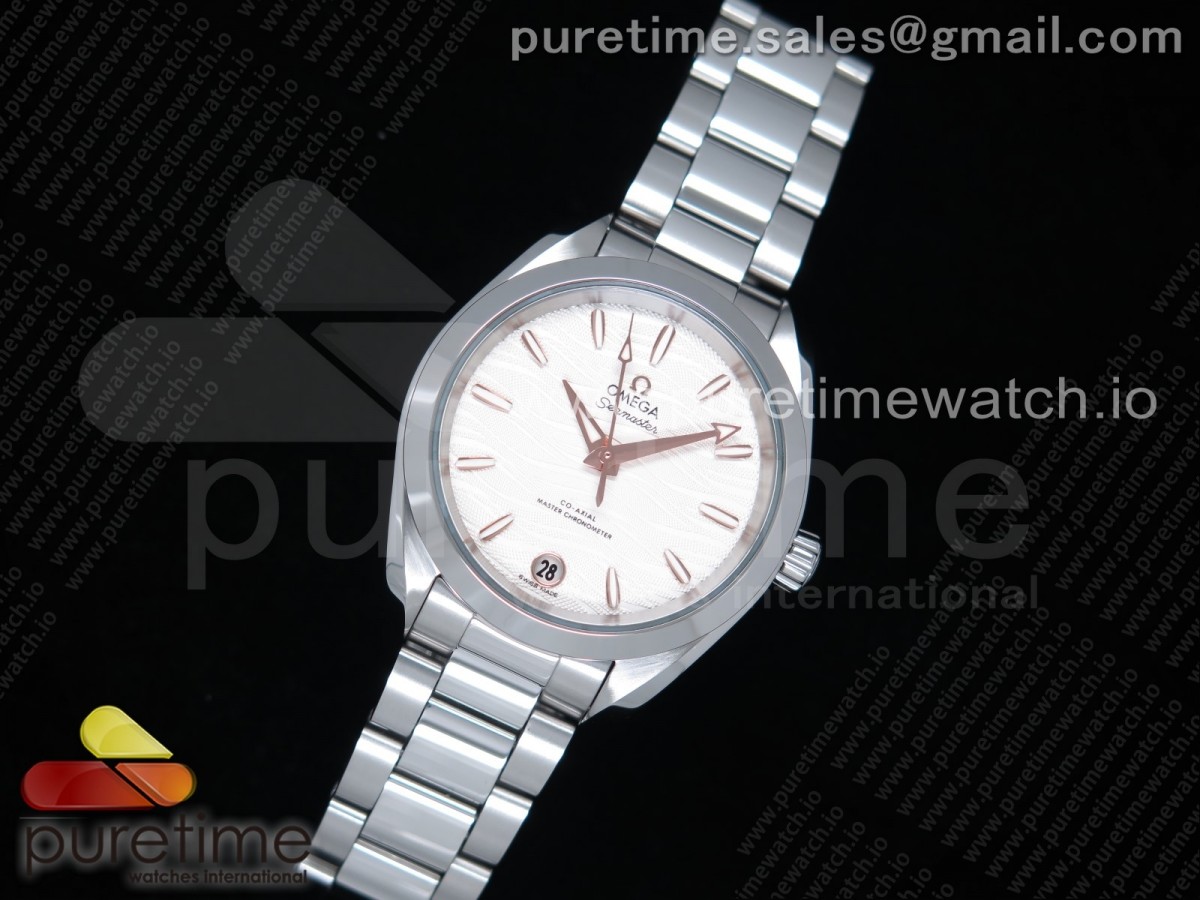 VS공장 오메가 아쿠아테라 34MM 화이트다이얼 골드핸즈 브슬 / Aqua Terra 150M 34mm Ladies SS VSF 11 Best Edition White Wave Dial RG Markers on SS Bracelet A8800