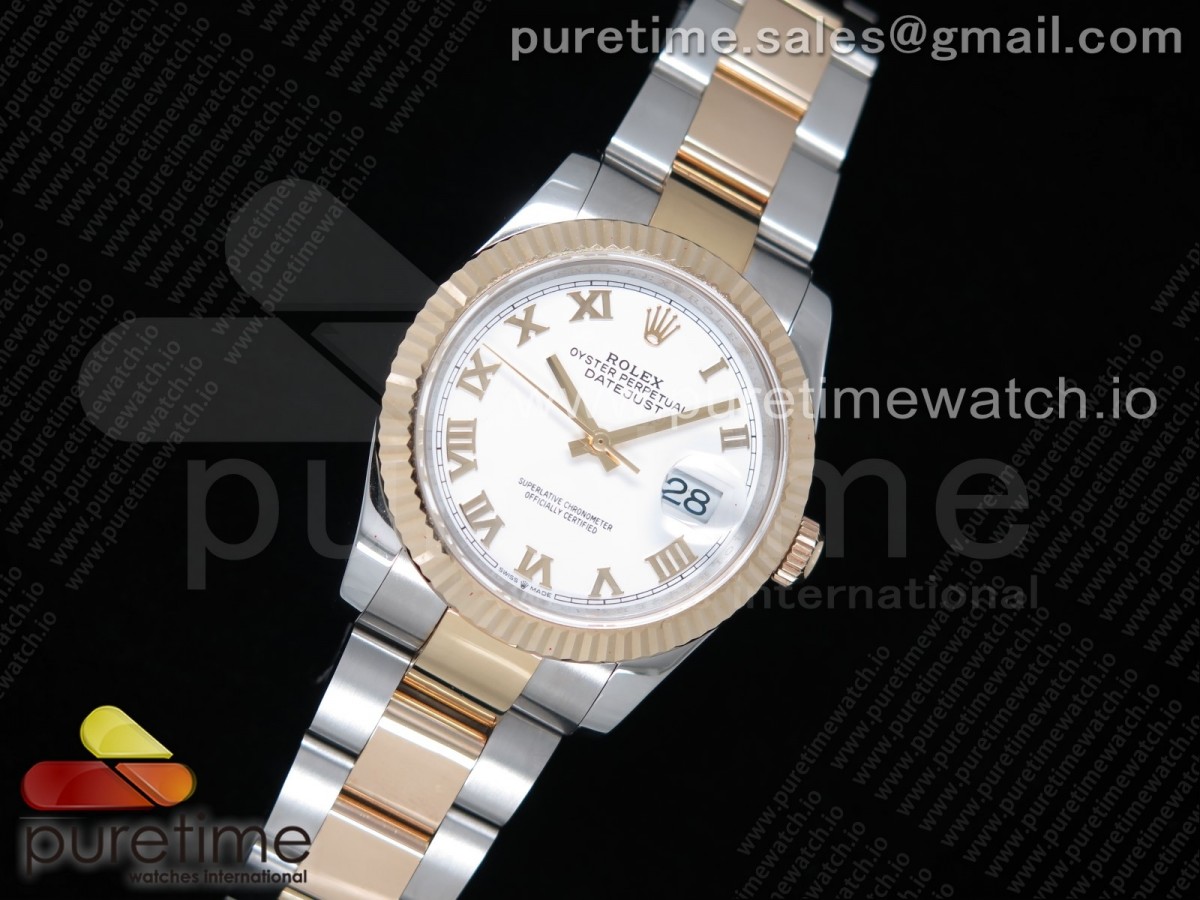 GM공장 롤렉스 데이저스트 36미리 옐로우골드 포금 화이트 로만인덱스 다이얼 브슬 / DateJust 36 SSYG Wrapped 116233 GMF White Dial Roman Markers on SSYG Wrapped Oyster Bracelet A2836