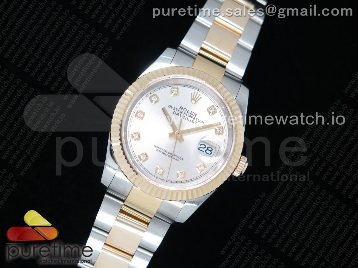 GM공장 롤렉스 데이저스트 36미리 옐로우골드 포금 실버텐포인트 다이얼 브슬 / DateJust 36 SSYG Wrapped 116233 GMF Silver Dial Diamonds Markers on SSYG Wrapped Oyster Bracelet A2836