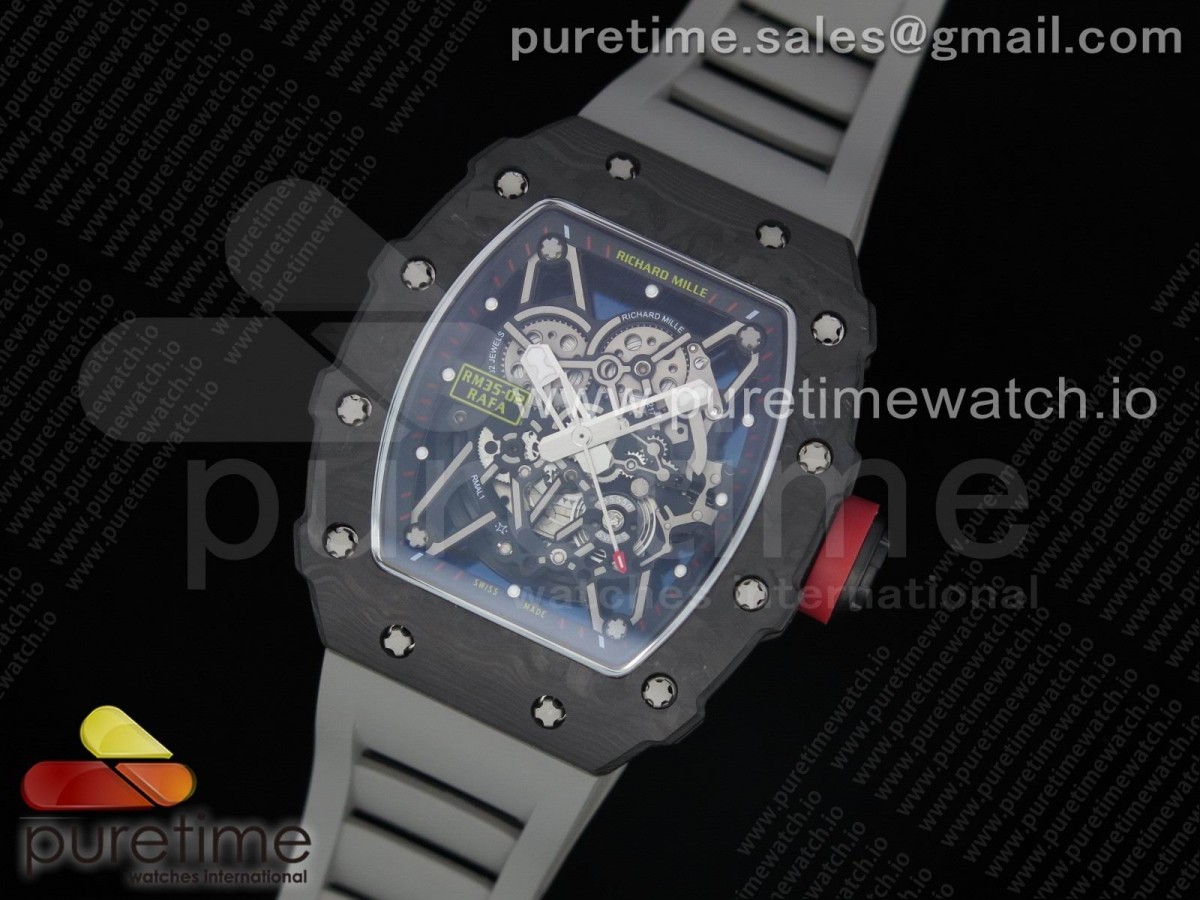 KV공장 V3 리차드밀 RM035-02 스켈레톤다이얼 그레이러버 / RM035-02 KVF Best Edition Skeleton Dial Red on Gray Rubber Strap MIYOTA8215 V3