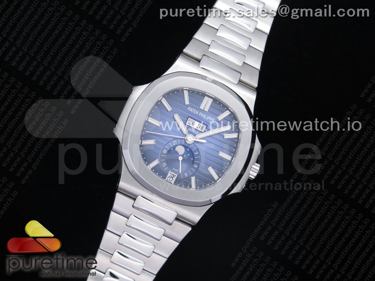 GR공장 V2 노틸러스 애뉴얼캘린더 블루다이얼 브슬 / Nautilus 5726 Complicated SS GRF Best Edition Blue Textured Dial on SS Bracelet A324