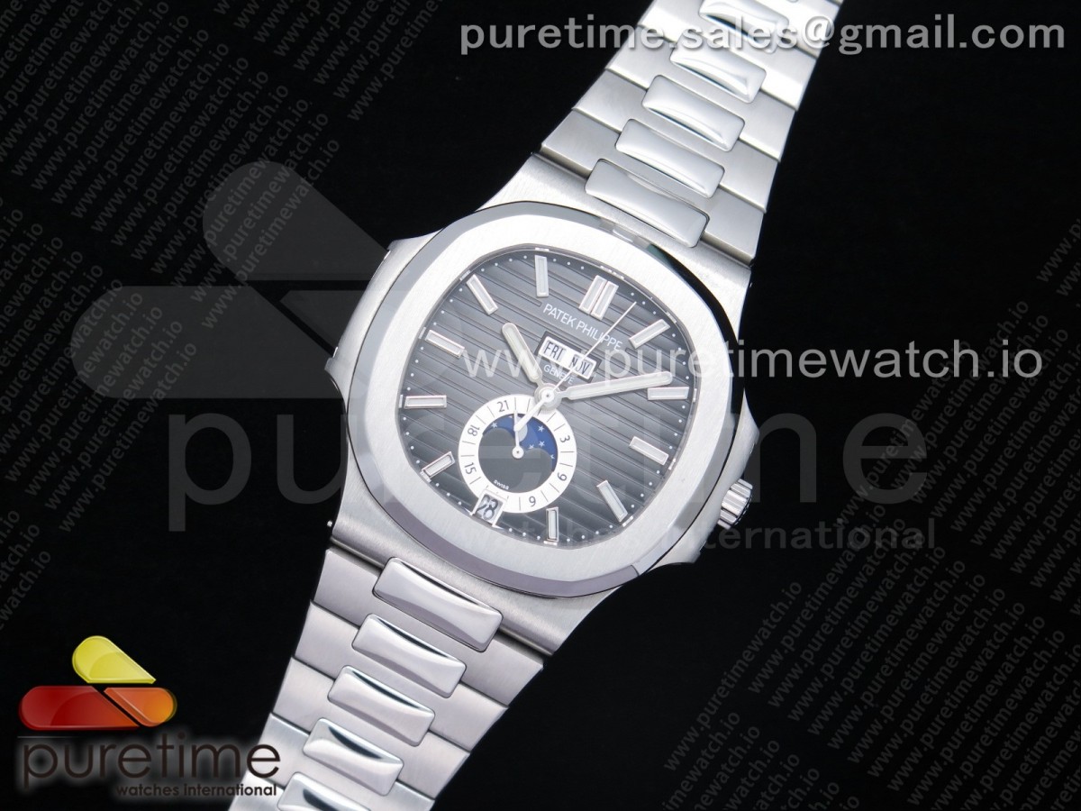 GR공장 V2 노틸러스 애뉴얼캘린더 그레이다이얼 브슬 / Nautilus 5726 Complicated SS GRF Best Edition Gray Textured Dial on SS Bracelet A324