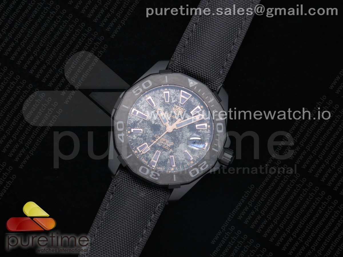 TB공장 태그호이어 아쿠아레이서 칼리버5 카본 카본다이얼 나일론 골드 / Aquaracer Calibre 5 Gold Carbon TBF 11 Best Edition Carbon Dial on Nylon Strap A2824