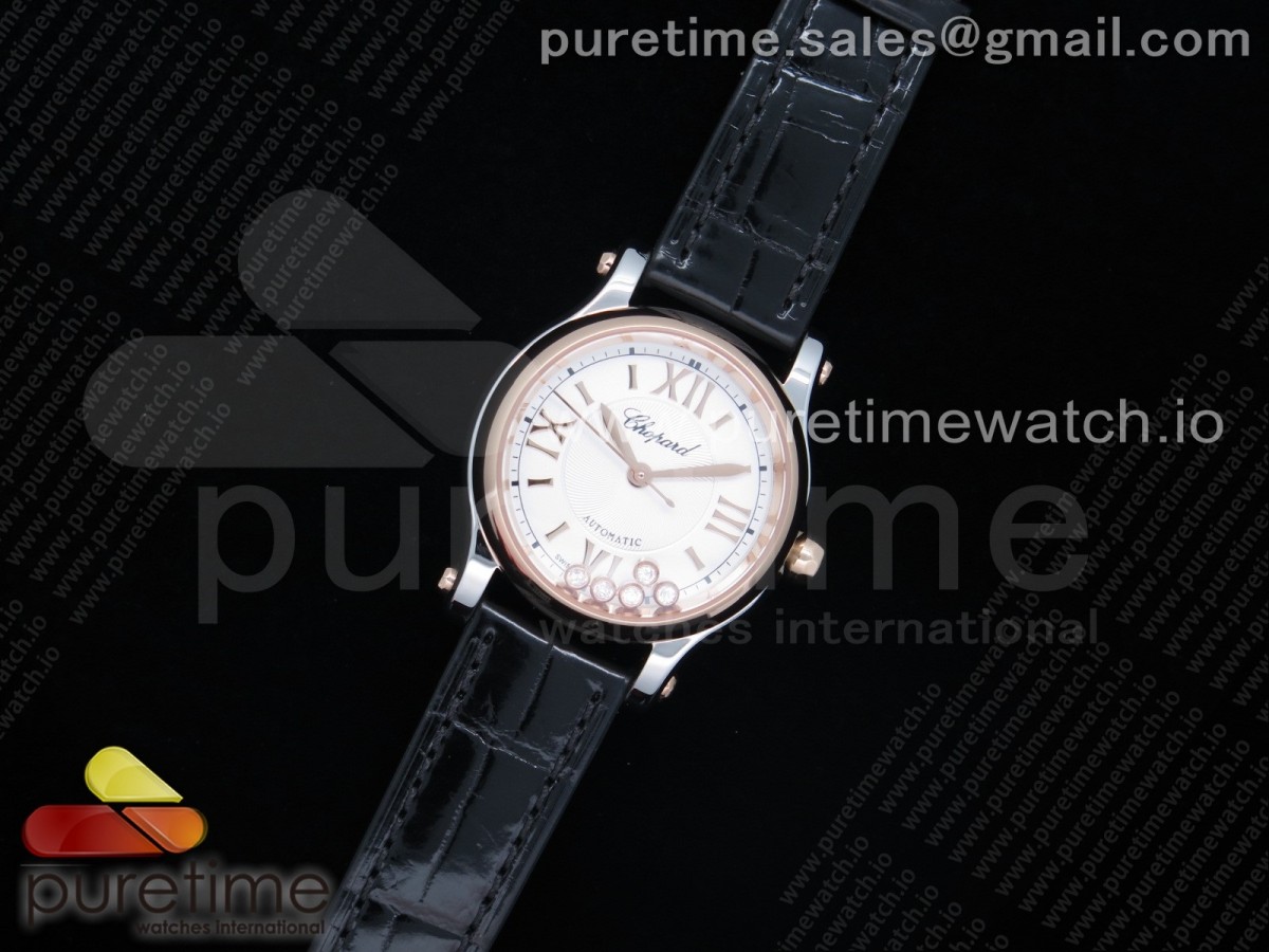 YF공장 쇼파드 해피스포츠 화이트다이얼 옐로우골드 가죽 / Happy Sport Automatic SSRG 30mm YF 11 Best Edition White Dial on Black Leather Starp A2892
