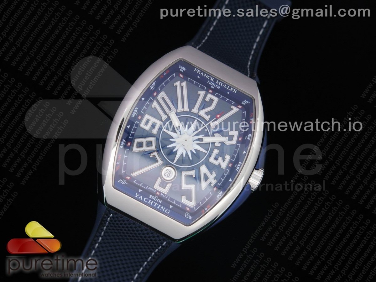 ZF공장 프랭크뮬러 뱅가드 블루다이얼 나일론스트랩 / Vanguard V45 SS ZF Best Edition Blue Textured Dial on Blue Rubber Strap MIYOTA 9015