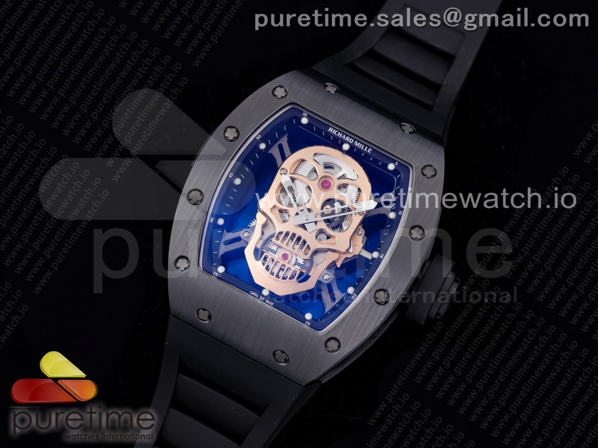 ZF공장 리차드밀 RM052 세라믹 로즈골드 리얼투어빌론 러버 / RM052 Skull Black Ceramic ZF 11 Best Edition RG Skeleton Dial on Black Rubber Strap NH05A