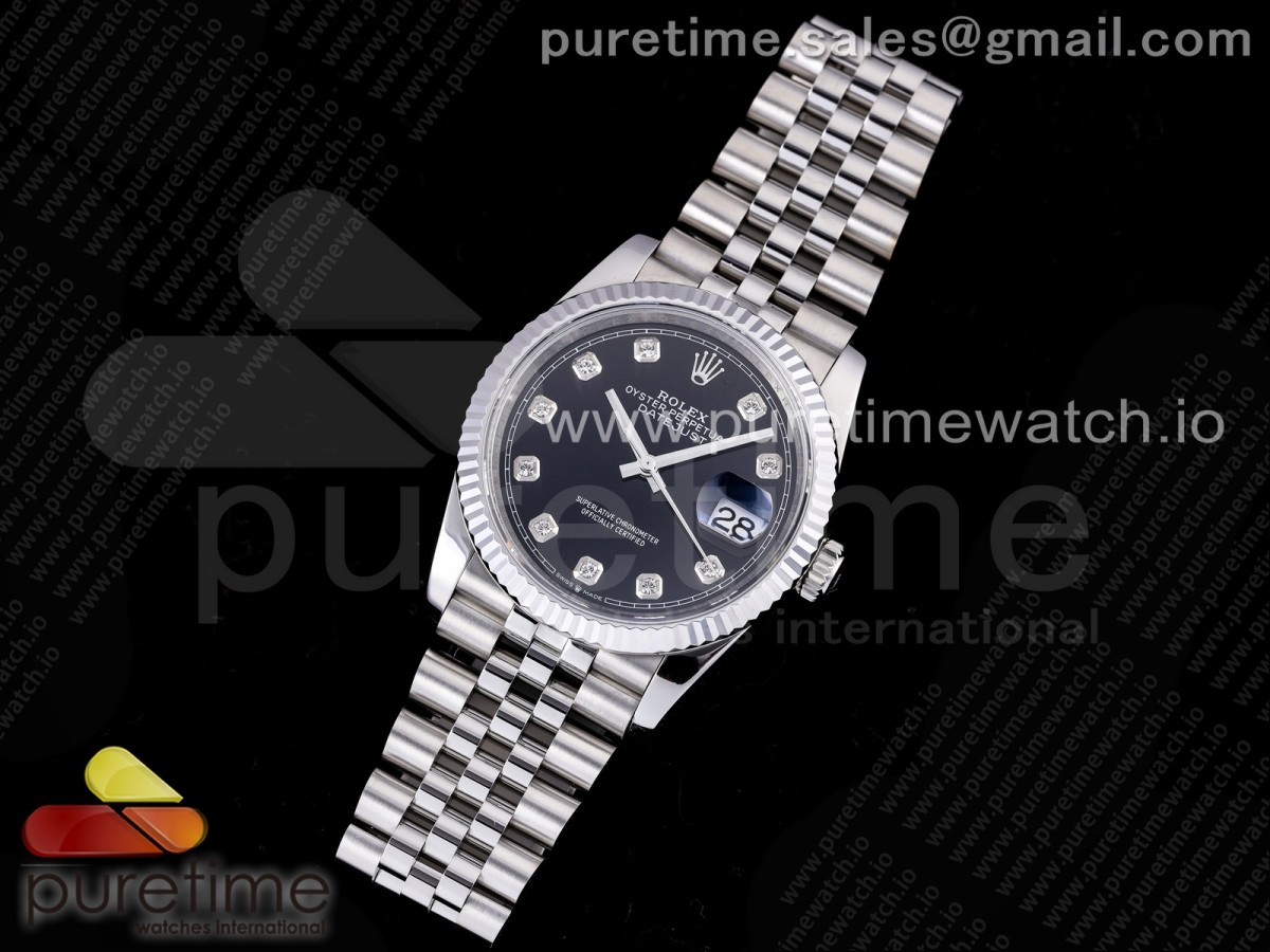 GM공장 롤렉스 데이저스트 36MM 블랙 텐포인트 다이얼 브슬 3235 904L / DateJust 36 SS 126234 GMF Best Edition 904L Steel Black Dial Diamonds Markers on Jubilee Bracelet SA3235