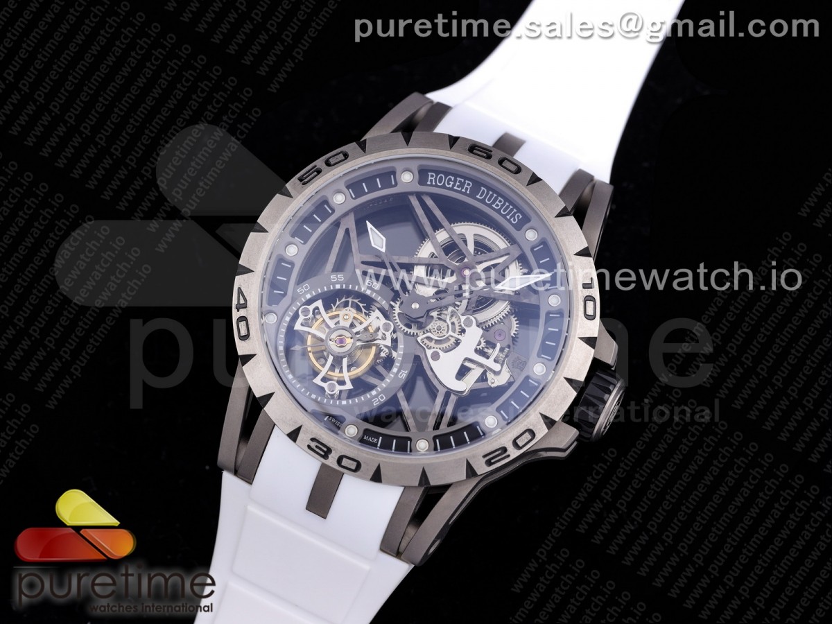 BBR공장 로져드뷔 엑스칼리버 투어빌론 스켈레톤다이얼 화이트러버 티타늄 / Excalibur Sports Tourbillon Titanium BBR Best Edition Skeleton Dial on White Rubber Strap