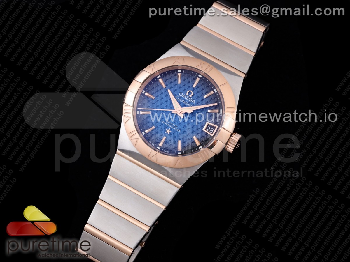 VS공장 오메가 컨스틸레이션 38MM 블루텍스쳐 바인덱스 로즈골드콤비 / Constellation 38mm SSRG VSF 11 Best Edition Blue Textured Dial on SSRG Bracelet A8500 Super Clone