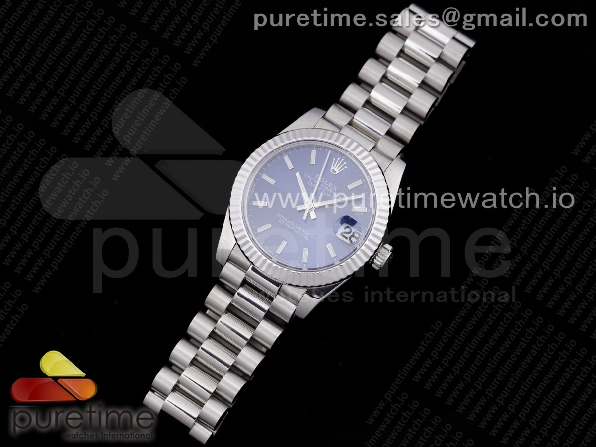 GM공장 롤렉스 데이저스트 31MM 블루 바인덱스 브슬 여성용 / DateJust 31 Ladies 278289 GMF 316L Steel Blue Dial Stick Markers on President Syle Bracelet