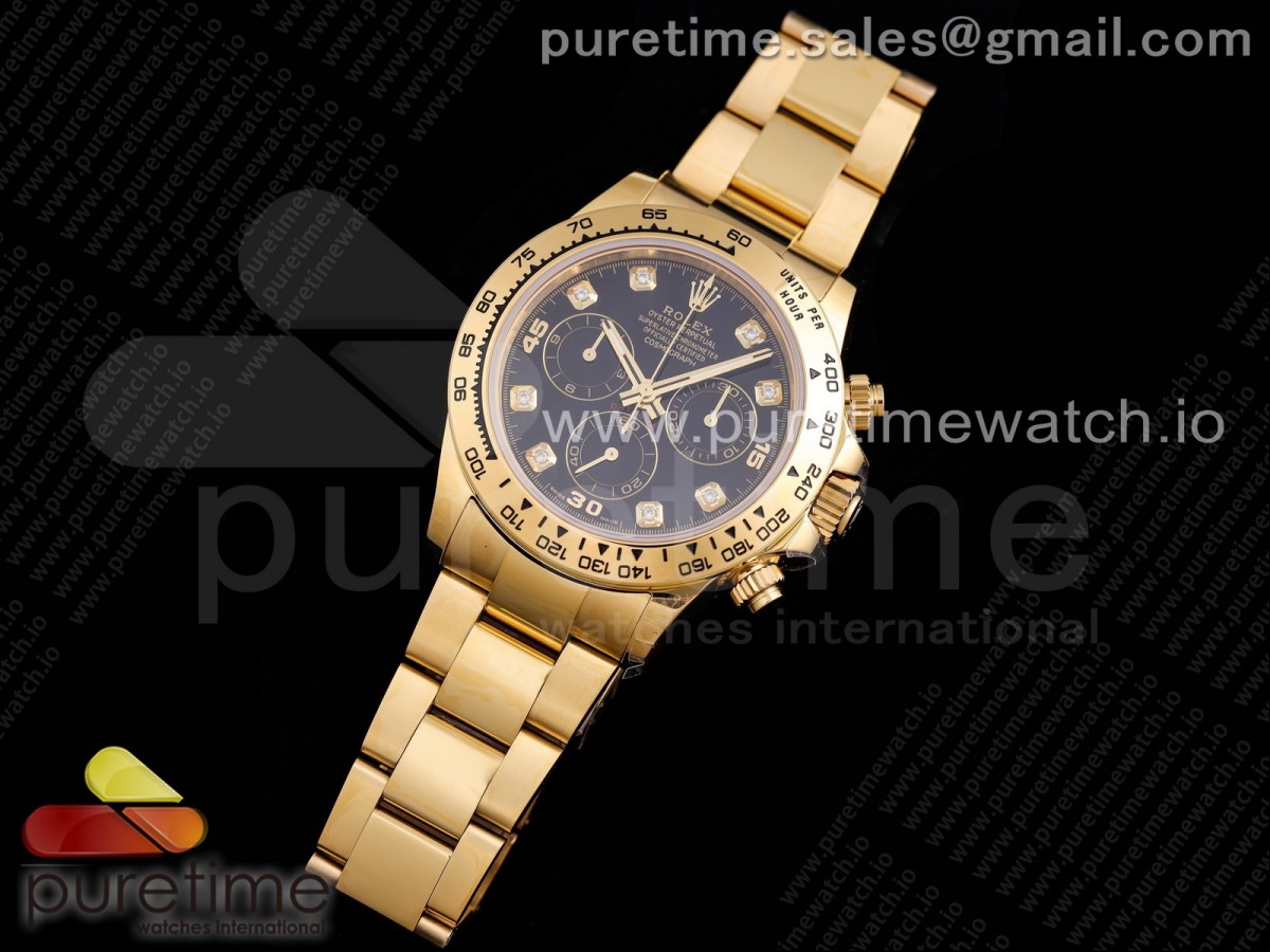 TW공장 롤렉스 데이토나 옐로우골드 블랙다이아다이얼 금통 브슬 / Daytona YG TWF YG Bezle Black Dial Diamonds Markers on YG Brcelet A4130