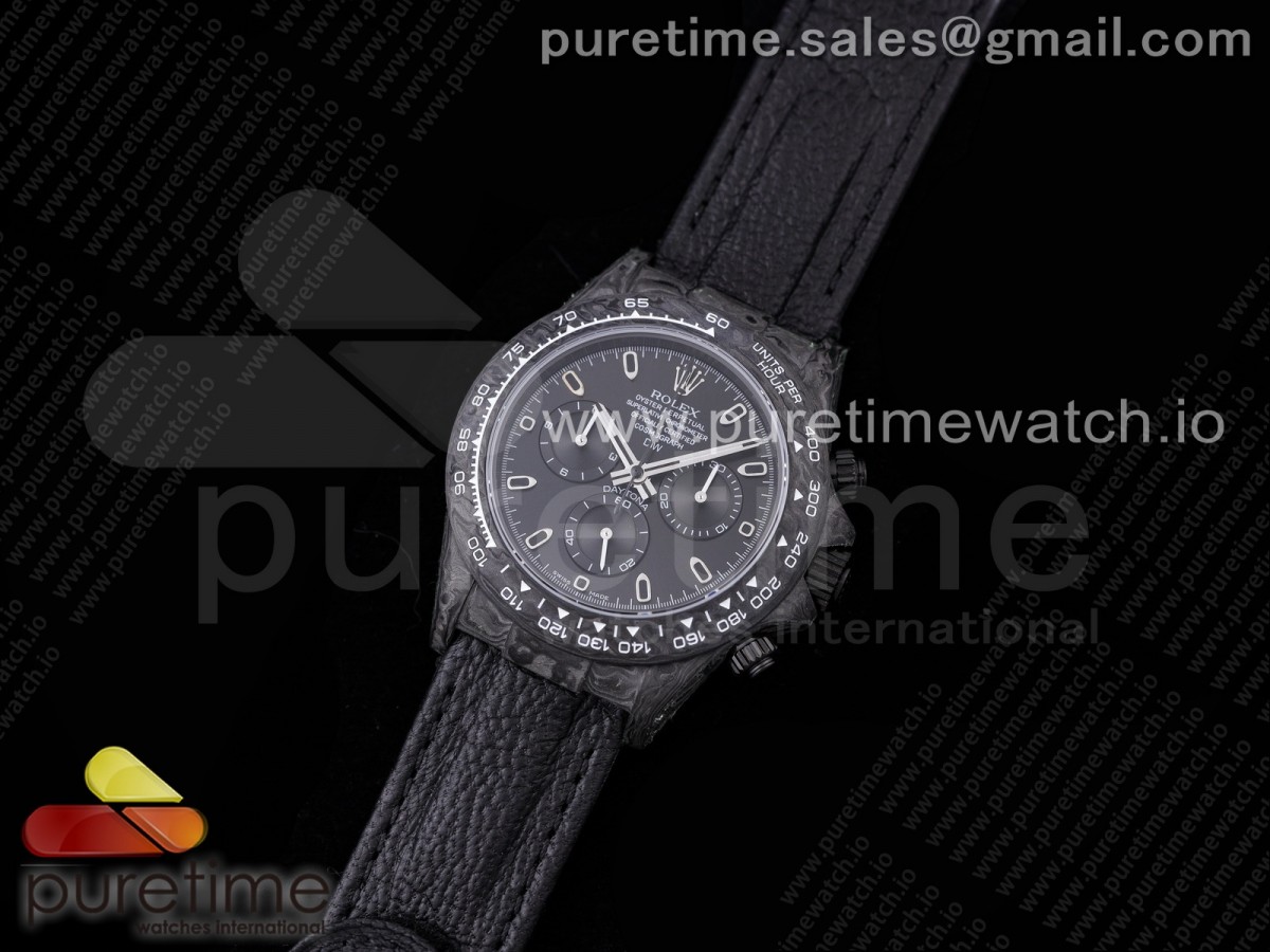 OM공장 롤렉스 데이토나 포지드카본 올블랙 가죽 / Daytona DIW Carbon OMF Best Edition BlackBlack Dial on Black Leather Strap A4130